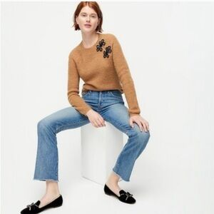 J. Crew camel colored sweater with black bead detail EUC